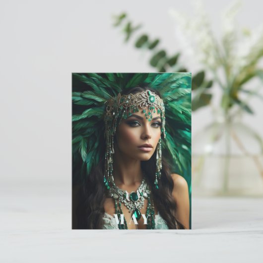 *~ AP53 Boho MAY Goddess BIRTHDAY Emerald Postkarte (Stehend Vorderseite)