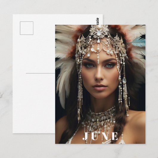 *~ AP53 JUNE Boho BIRTHDAY PEARLS Frau Postkarte (Vorne/Hinten)