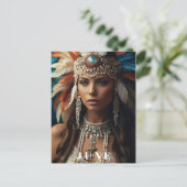 * AP53 JUNI BIRTHDAY PEARLS Boho Woman Postkarte (Stehend Vorderseite)