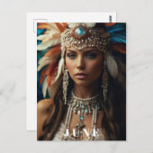 * AP53 JUNI BIRTHDAY PEARLS Boho Woman Postkarte (Vorne/Hinten)
