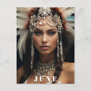 *~ AP53 JUNI Boho-Geburtstagsperlen Frau Postkarte