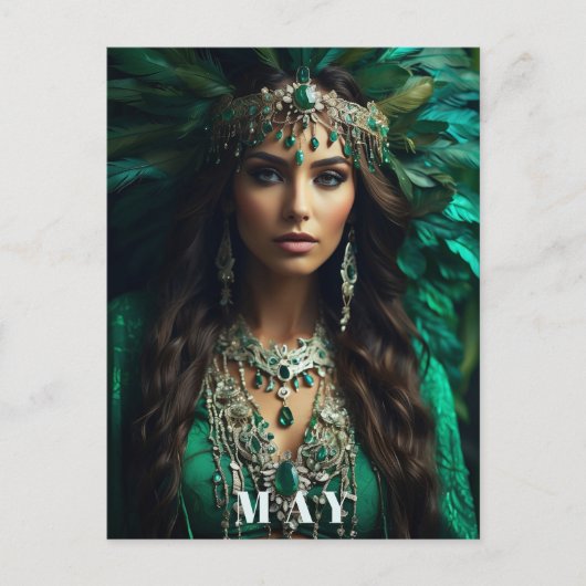 *~ AP53 MAI Göttin GEBURTSTAG Smaragd Boho Postkarte (Vorderseite)
