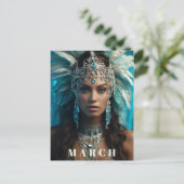 *~* Ap53 MÄRZ Boho AQUAMARINE Headdress Postkarte (Stehend Vorderseite)