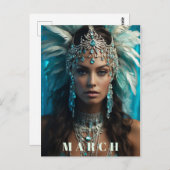 *~* Ap53 MÄRZ Boho AQUAMARINE Headdress Postkarte (Vorne/Hinten)