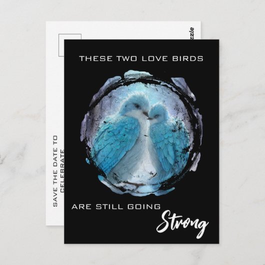 *~* AP54 Art Anniversary Love Birds Winter Postkarte (Vorne/Hinten)