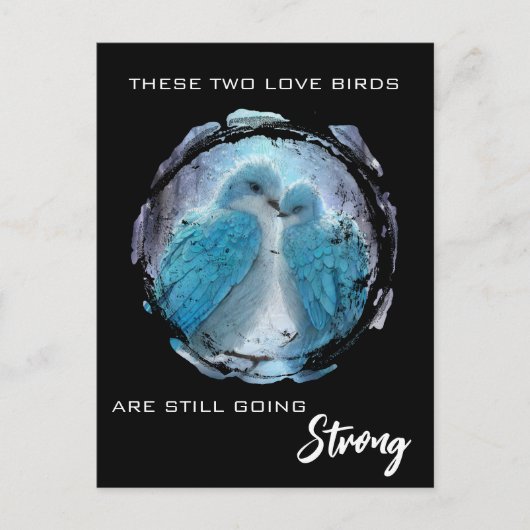 *~* AP54 Art Anniversary Love Birds Winter Postkarte (Vorderseite)