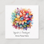 *~* AP57 Boho QR Bold Retro 60's Blume Bouquet Quadratische Visitenkarte (Vorderseite)