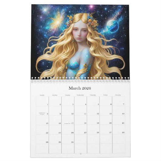 *~* AP58 Galactic Women Fantasy Cosmic Planets 1 Kalender (Mär 2026)