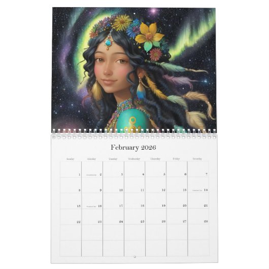 *~* AP58 Galactic Women Fantasy Cosmic Planets 1 Kalender (Feb 2026)