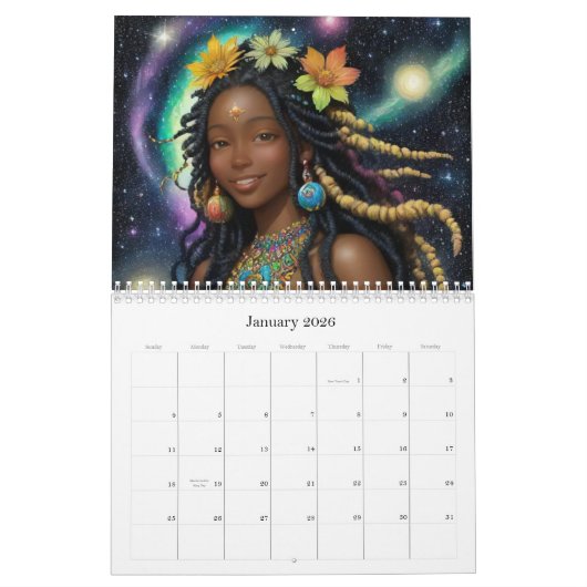*~* AP58 Galactic Women Fantasy Cosmic Planets 2 Kalender (Jan 2026)