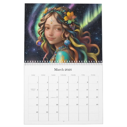 *~* AP58 Galactic Women Fantasy Cosmic Planets 2 Kalender (Mär 2026)
