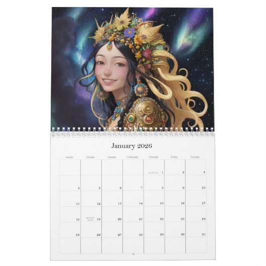 *~* AP58 Galactic Women Fantasy Cosmic Planets 4 Kalender (Jan 2026)