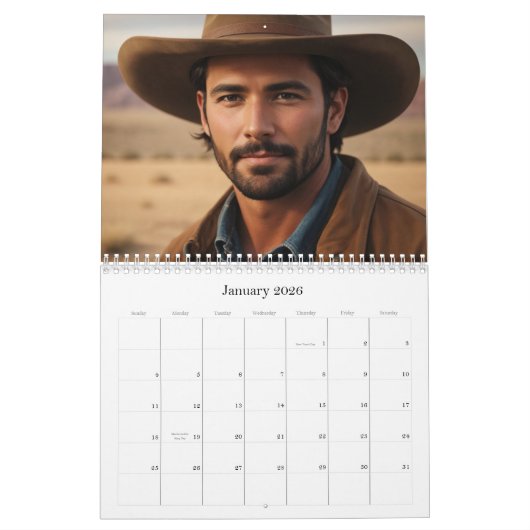 *~* AP59 Men Man Wild West Cowboy 1 Kalender (Jan 2026)