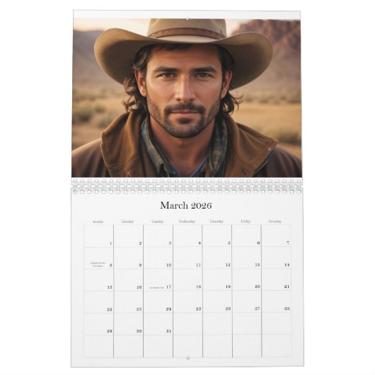 *~* AP59 Men Man Wild West Cowboy 1 Kalender (Mär 2026)