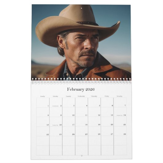 *~* AP59 Men Man Wild West Cowboy 1 Kalender (Feb 2026)