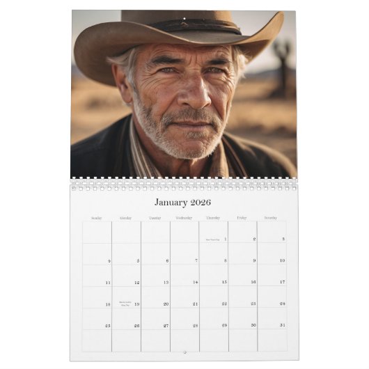 *~* AP59 Men Man Wild West Cowboy 2 Kalender (Jan 2026)