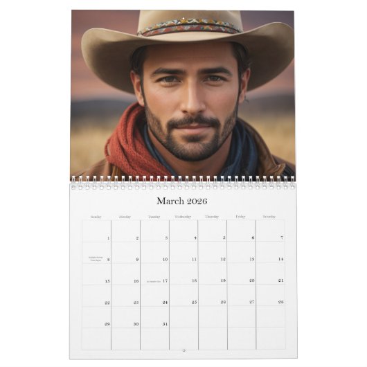 *~* AP59 Men Man Wild West Cowboy 2 Kalender (Mär 2026)