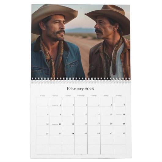 *~* AP59 Men Man Wild West Cowboy 2 Kalender (Feb 2026)
