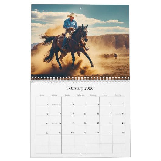 *~* AP59 Western Cowboy Horse Rodeo Kalender (Feb 2026)