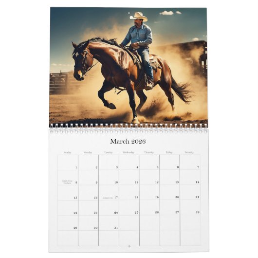 *~* AP59 Wild West Cowboy Horse Rodeo 4 Kalender (Mär 2026)