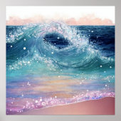 *~* AP60 Küstenmeer Wave Sand Beach Glitzer Poster (Vorne)