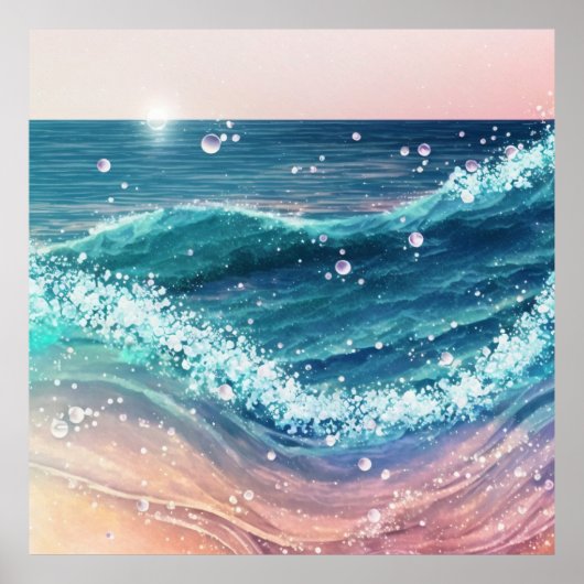 *~* AP60 Sea Sparkle Sand Coastal Ocean Beach Wave Poster (Vorne)