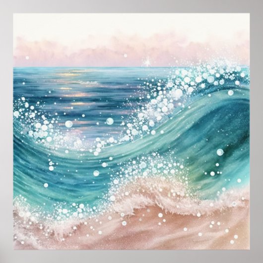 *~* AP60 Sparkle Sand Coastal Ocean Sea Beach Wave Poster (Vorne)