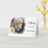 *~ AP61 Blume Miss You - Sad Dog Karte (Gelbe Blume)