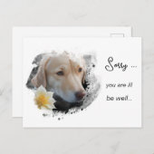 *~ AP61 Blume Sick Get Well Gold Dog Postkarte (Vorne/Hinten)