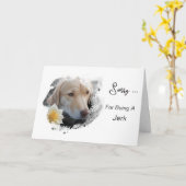 *~* AP61 Sad Labrador Retriever Blume Sorry Jerk Karte (Gelbe Blume)