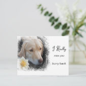 *~ AP61 Traurige Kurze Haar Hund Blume Miss You Postkarte (Stehend Vorderseite)