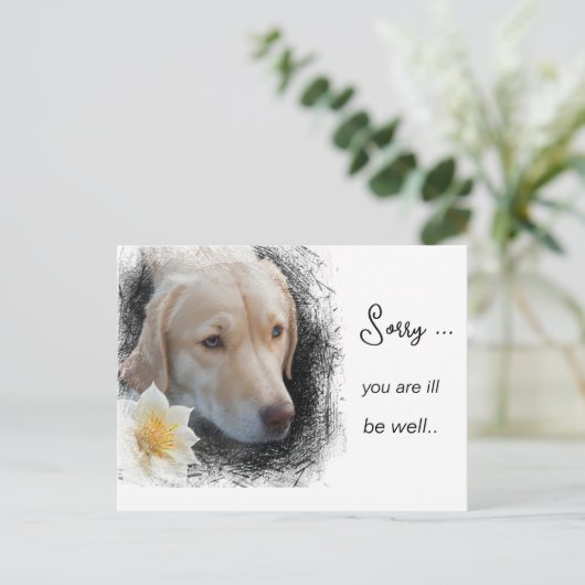 *~ AP61 Traurige kurze Haare Hunde Blume Sick Get  Postkarte (Stehend Vorderseite)