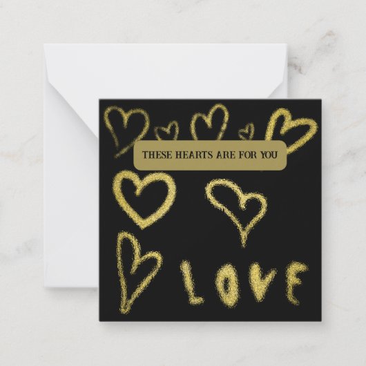 *~ AP62 Kindness gold HEARTS Note Card Inspiriert Mitteilungskarte (Vorderseite)
