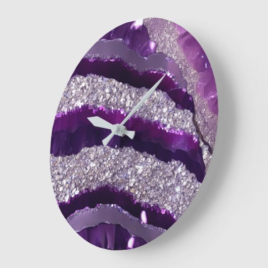 *~* AP66 Glam QR Lavende Lila Silver Glitzer Große Wanduhr (Winkel)