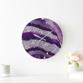 *~* AP66 Glam QR Lavende Lila Silver Glitzer Große Wanduhr (Zuhause)
