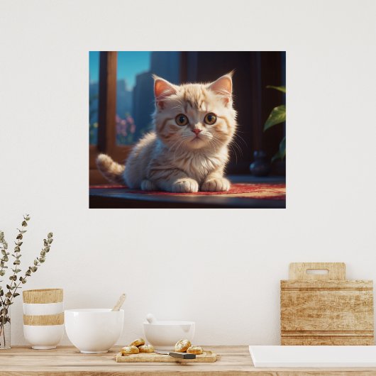 *~* AP68 5:4 Katze Feline Kitty Kitten Fluffy Tan Poster (Küche)