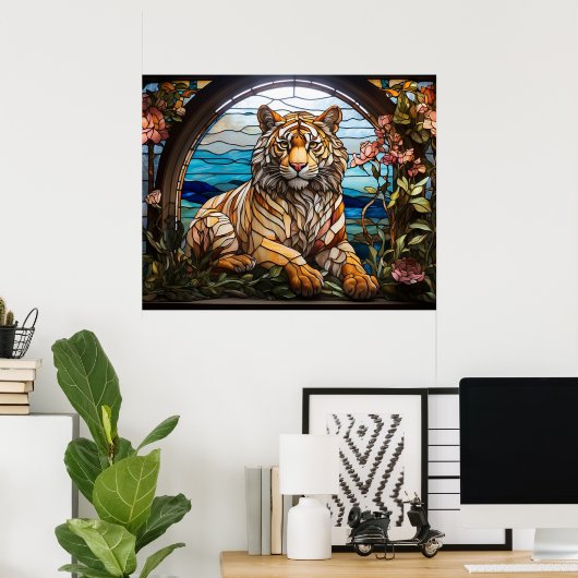 *~* AP68 5:4 Vibrant Feline TIGER Hartglas Poster (Heimbüro)