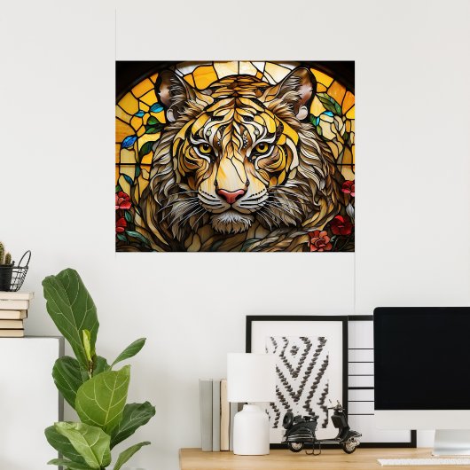 *~* AP68 Fantasy Bold 5:4 TIGER Hartglas Poster (Heimbüro)