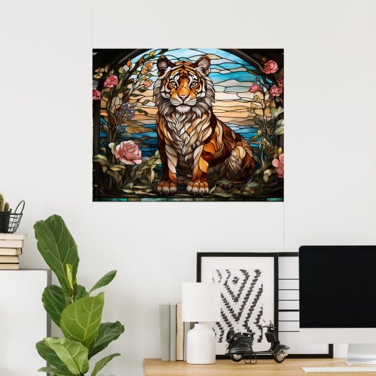 *~* AP68 Fantasy TIGER Gestaltetes Glas Bright 5:4 Poster (Heimbüro)
