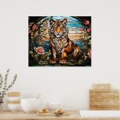 *~* AP68 Fantasy TIGER Gestaltetes Glas Bright 5:4 Poster (Küche)