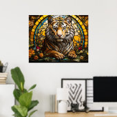 *~* AP68 Fantasy TIGER Gestaltetes Glas Farbvoll 5 Poster (Heimbüro)