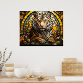 *~* AP68 Fantasy TIGER Gestaltetes Glas Farbvoll 5 Poster (Küche)