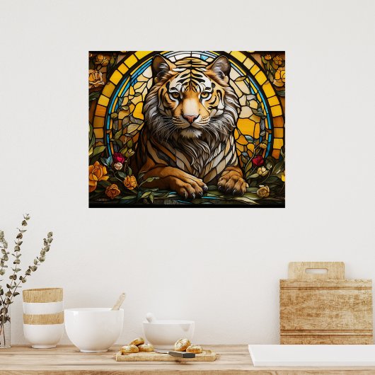 *~* AP68 Fantasy TIGER Gestaltetes Glas Farbvoll 5 Poster (Küche)