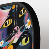 *~* AP68 Floral Whimsical Quirky Cat FOTO 3 Pickleball Schläger (Linke Seite)