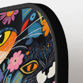 *~* AP68 Floral Whimsical Quirky Cat FOTO 8 Pickleball Schläger (Linke Seite)
