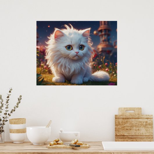*~* AP68 Kitty Cat 5:4 Kitten White Long Hair Poster (Küche)