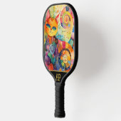 *~* AP68 Whimsical Quirky Cat Vibrant Colorful 2 Pickleball Schläger (Links)