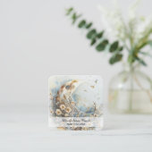 *~* AP70 Ethereal Crescent Mondmond Blume QR Flora Quadratische Visitenkarte (Stehend Vorderseite)