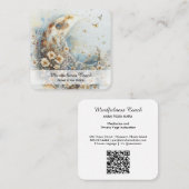 *~* AP70 Ethereal Crescent Mondmond Blume QR Flora Quadratische Visitenkarte (Vorne/Hinten)