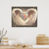 **~* AP78 Herz Angel Wings Feather Opal Poster (Küche)